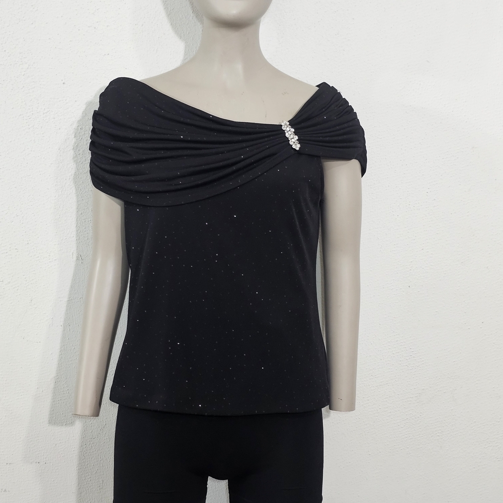 Xscape Black Off-Shoulder Blouse with Embellishment